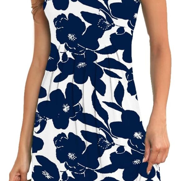 Women Summer Sleeveless Pleated Tank Dress Lightweight Casual Plus Size - Picture 3 of 5